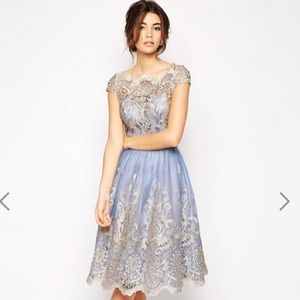 Chi Chi London ASOS exclusive metallic lace dress